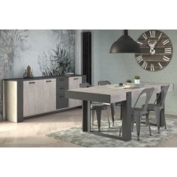 PARISOT Enfilade 3 portes et 3 tiroirs - Décor gris - LOFT - L 220 x P 52 x H 86,5 cm