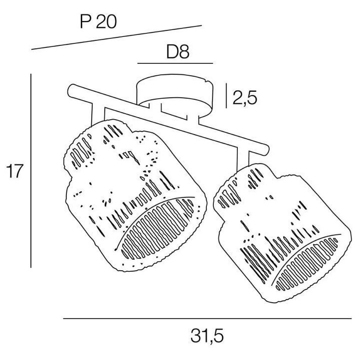 Spot Cancun - Métal et cordelette - 2 L - E14 - 40 W - Naturel - CORE