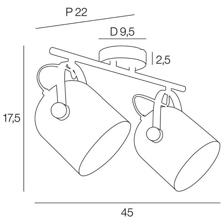 Spot Ylva - Métal - 2 L - E27 - 40 W - Noir mat - COREP