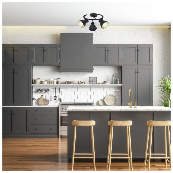 Plafonnier Dock - Métal - 3 L - E14 - 40 W - Noir mat - COREP