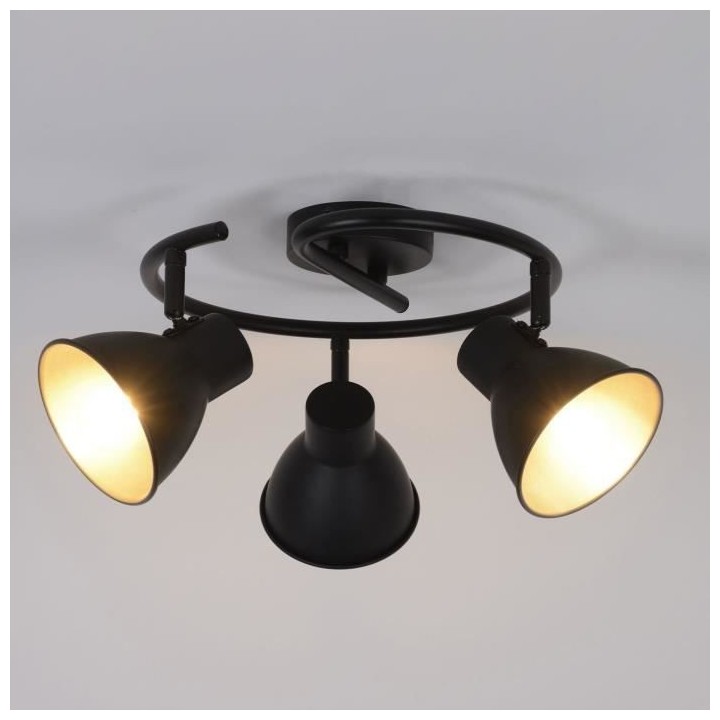 Plafonnier Dock - Métal - 3 L - E14 - 40 W - Noir mat - COREP