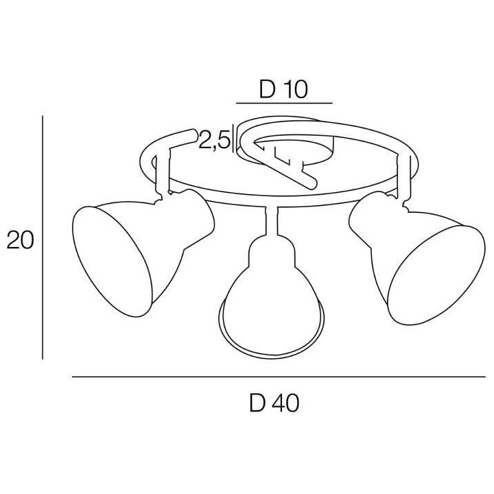Plafonnier Dock - Métal - 3 L - E14 - 40 W - Noir mat - COREP