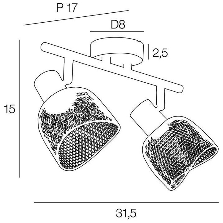 Spot Ottawa - Métal - 2 L - E14 - 25 W - Noir - COREP