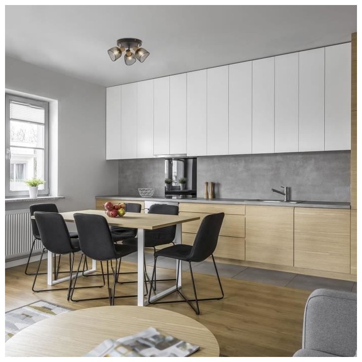 Plafonnier Ottawa - Métal - 3 L - E14 - 25 W - Noir - COREP