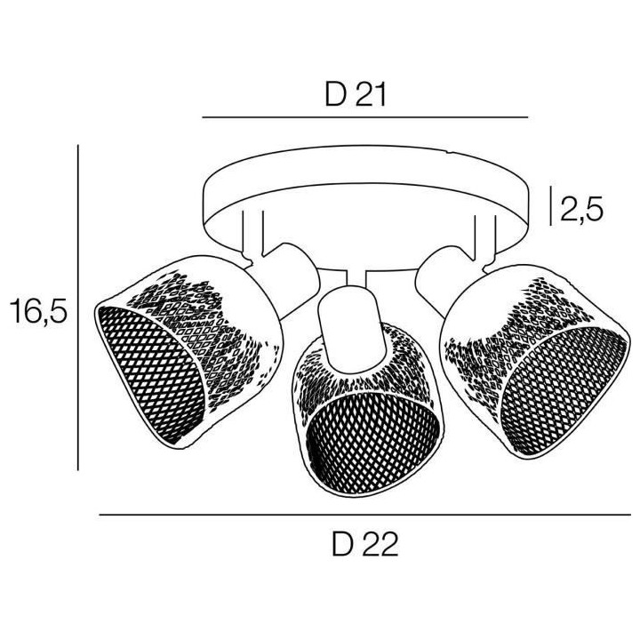 Plafonnier Ottawa - Métal - 3 L - E14 - 25 W - Noir - COREP