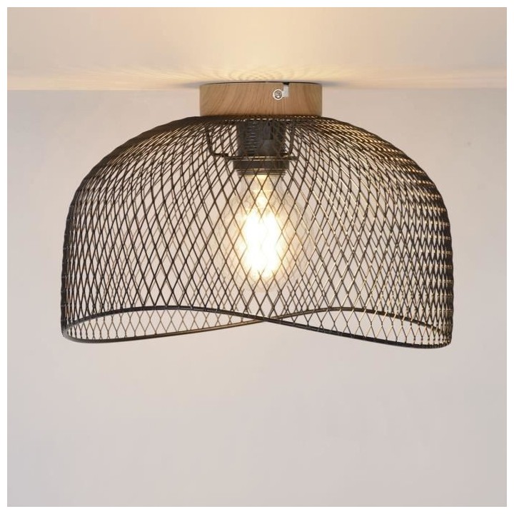 Plafonnier Ottawa - Métal - Ø30 cm - E27 - 60 W - Noir - COREP