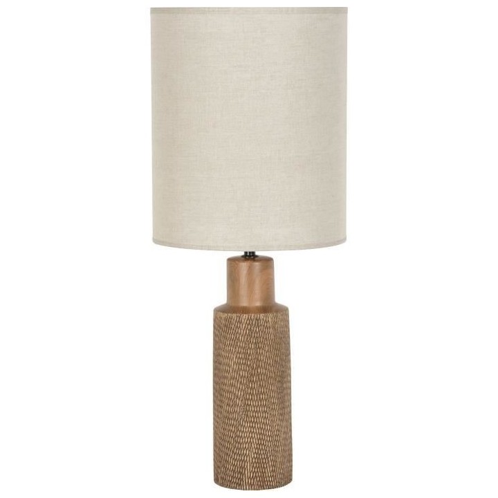 Lampe Santal - Céramique et lin - Rétro années 70 - Cylindre - E27