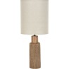 Lampe Santal - Céramique et lin - Rétro années 70 - Cylindre - E27 - Ø25 cm - Brun