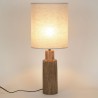 Lampe Santal - Céramique et lin - Rétro années 70 - Cylindre - E27 - Ø25 cm - Brun