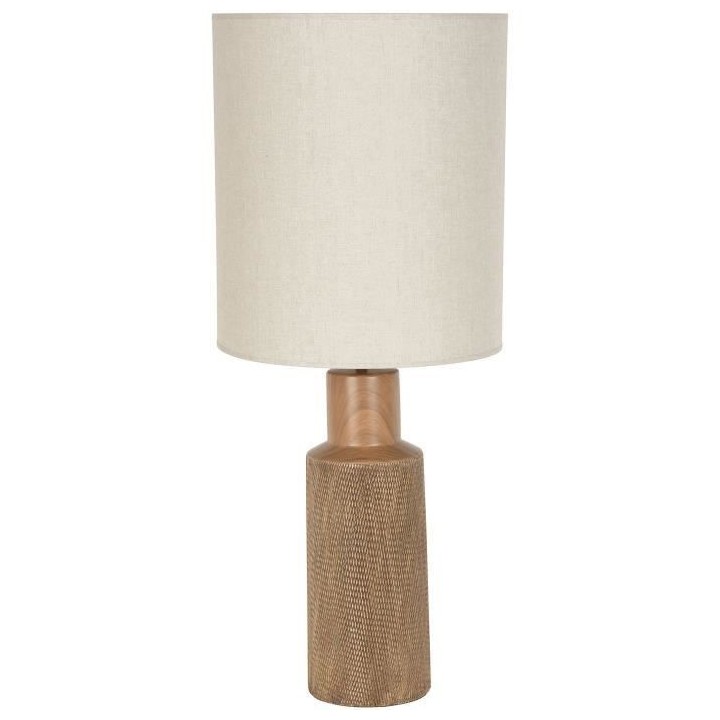 Lampe Santal - Céramique et lin - Rétro années 70 - E27 - Ø35 cm -