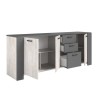 PARISOT Enfilade 3 portes et 3 tiroirs - Décor gris - LOFT - L 220 x P 52 x H 86,5 cm