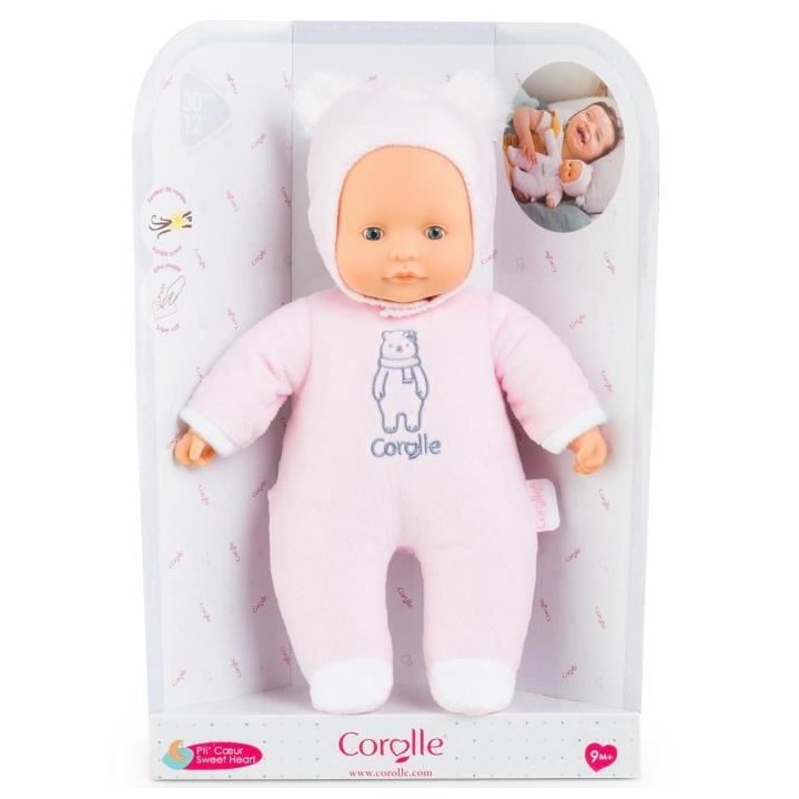 COROLLE - Mon Doudou Corolle - Pti'Coeur Ours Rose - 30 cm - Des 9 moi