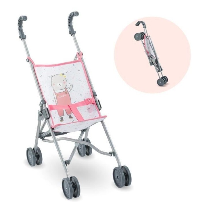COROLLE -Poussette canne rose - pour poupon 36, 42 et 52cm - des 3 ans
