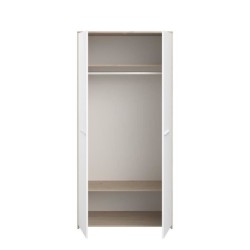 Armoire de chambre Enfant - Panneau de particules - Chene jackson et blanc - 2 portes - Style contemporain - 90 x 186,5 x 51,5 c