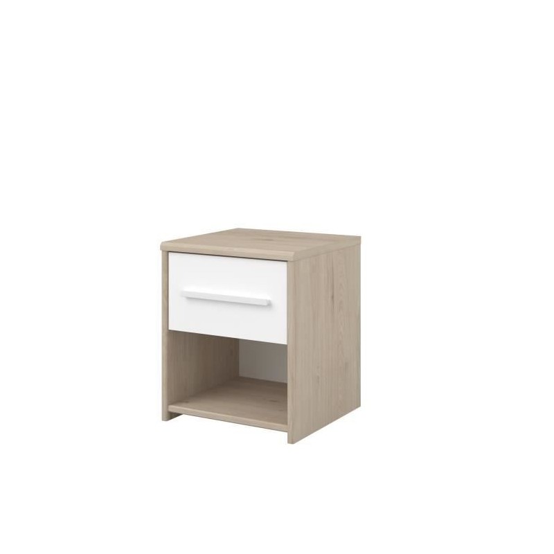 PARISOT Chevet enfant 1 tiroir et 1 niche - décor chene jackson et blanc - L34 cm - LIAM