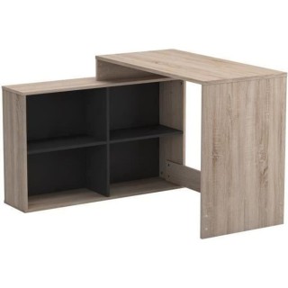 Bureau d'angle Nagano - Panneaux de particules - Décor chene et noir