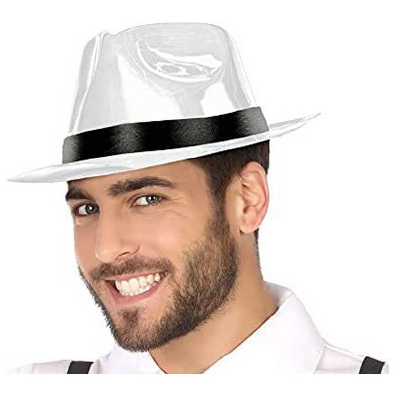 Chapeau Gangster Polyester Blanc Années 20