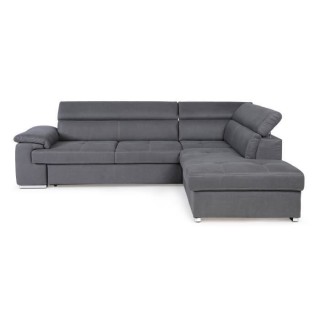 Canapé d'angle convertible droit 4 places CORSA - Tissu gris - L 287
