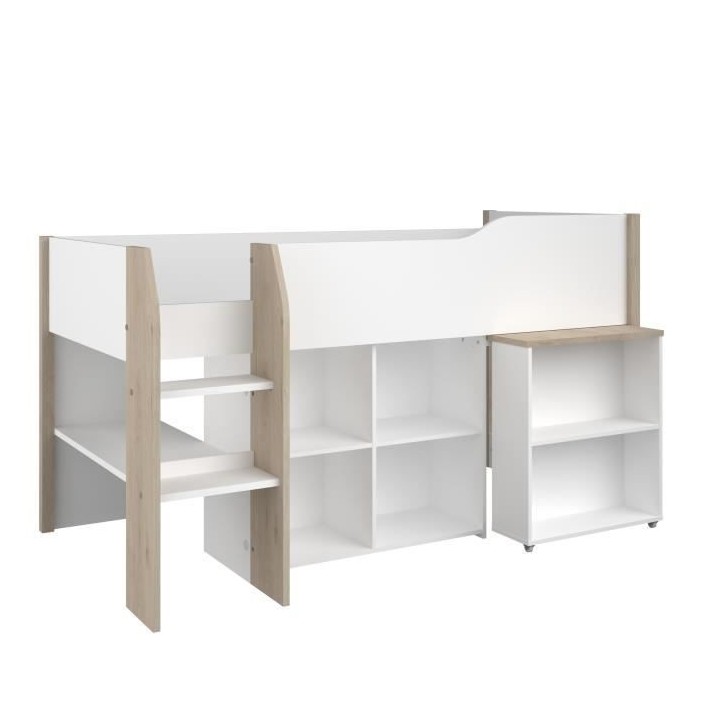 PARISOT Combiné enfant - Décor blanc et chene jackson - Sommier incl