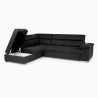 Canapé d'angle convertible gauche 4 places CORSA - Tissu noir - L 287 x P 232 x H 79 cm