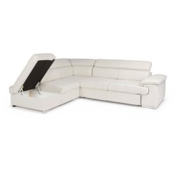 Canapé d'angle convertible gauche + coffre de rangement - Tissu Beige - L 287 x P 232 x H 79 cm - CORSA