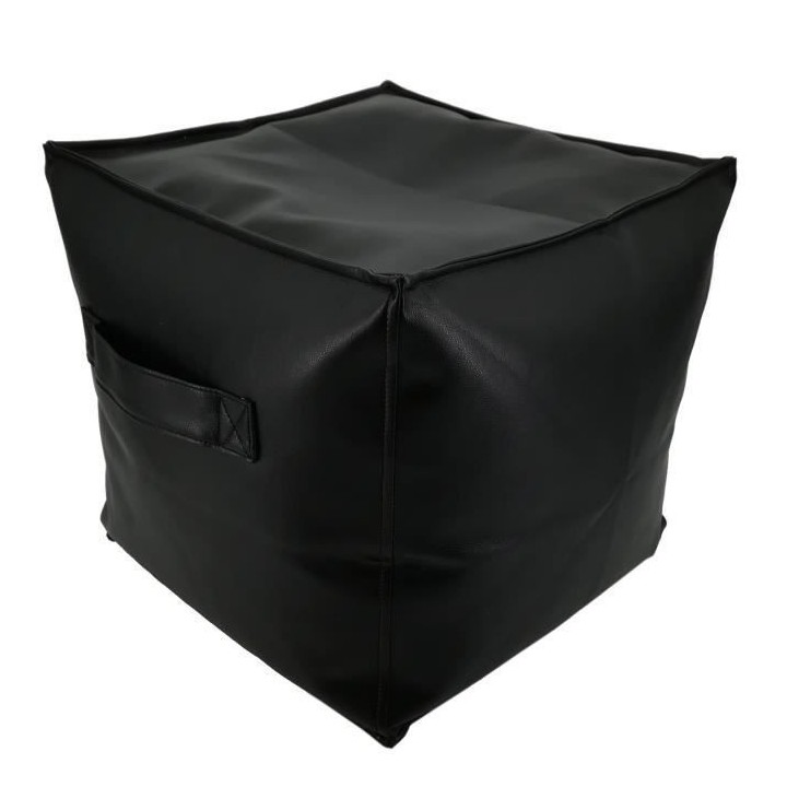 Pouf JACK GARNI - Simili Noir - 38x38x38 cm
