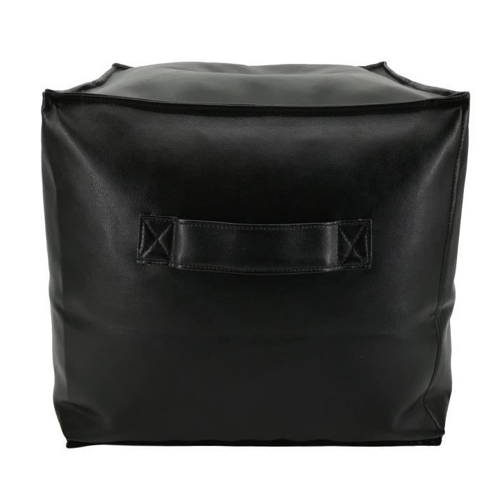 Pouf JACK GARNI - Simili Noir - 38x38x38 cm