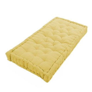 COTTON WOOD Coussin de palette 100 % Coton uni - 60x120x10 cm - Jaune