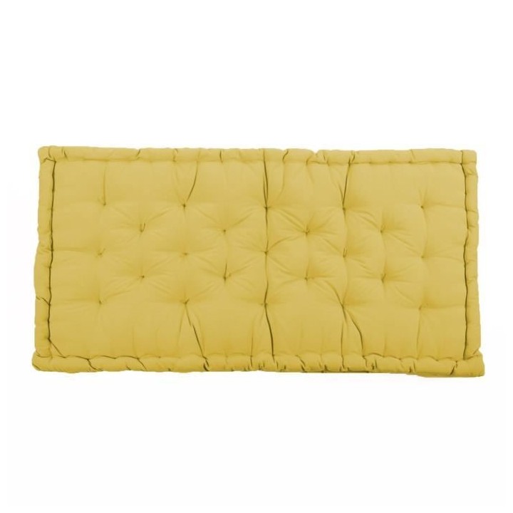 COTTON WOOD Coussin de palette 100 % Coton uni - 60x120x10 cm - Jaune