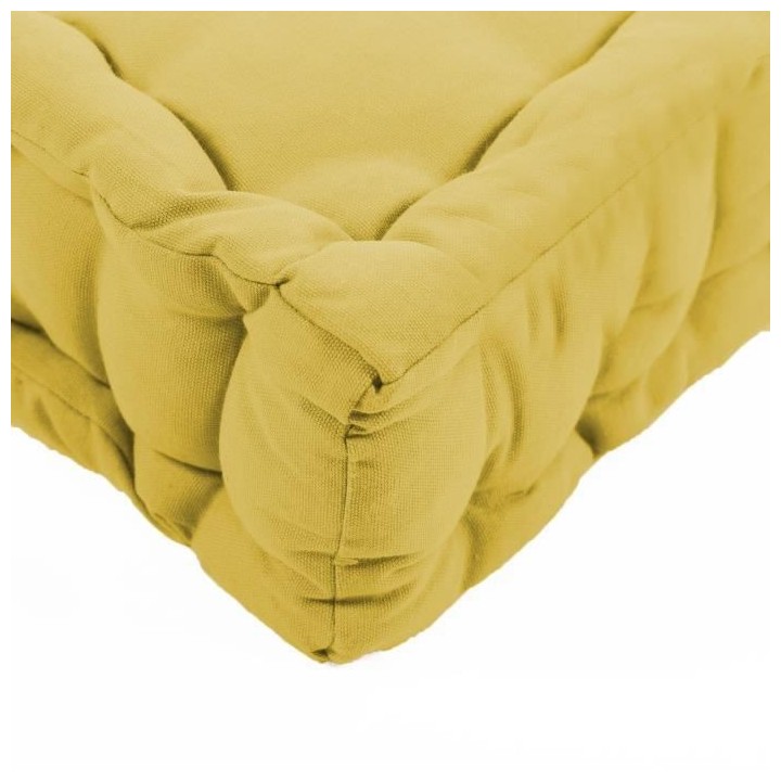 COTTON WOOD Coussin de palette 100 % Coton uni - 60x120x10 cm - Jaune