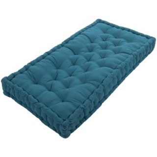 COTTON WOOD Coussin de palette 100 % Coton uni - 60x120x10 cm - Bleu c