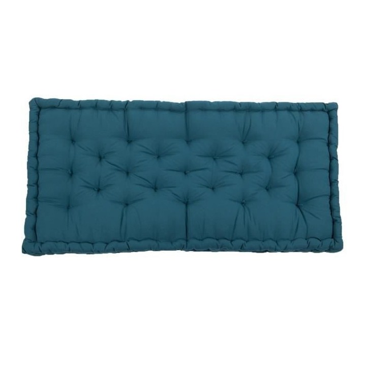 COTTON WOOD Coussin de palette 100 % Coton uni - 60x120x10 cm - Bleu c