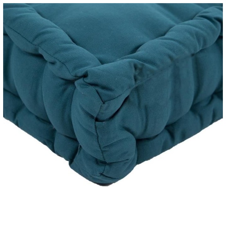 COTTON WOOD Coussin de palette 100 % Coton uni - 60x120x10 cm - Bleu c