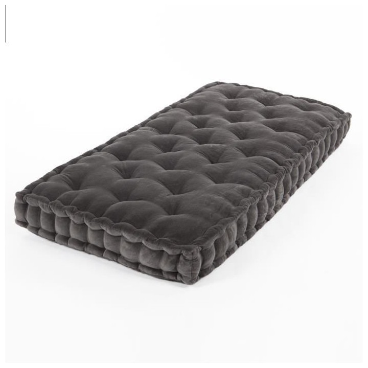 COTTON WOOD Coussin de palette - Gris anthracite - Velours - 60 x 120