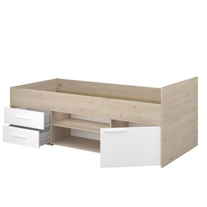 PARISOT LIAM - Lit enfant avec rangement - Décor chene jackson et bla