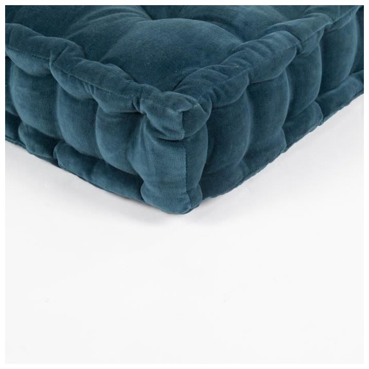 COTTON WOOD Coussin de palette - Bleu canard - Velours - 60 x 120 x 10