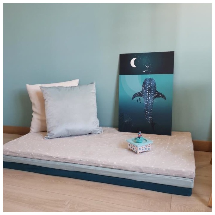 COTTON WOOD Futon Mousse déhoussable imprimé Stardust - 60 x 120 x 4