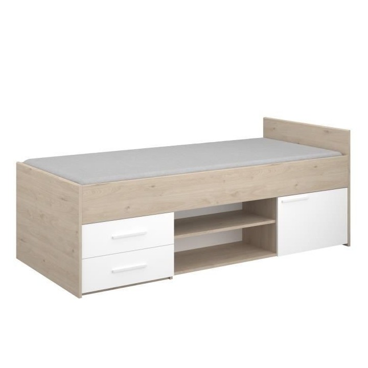 PARISOT LIAM - Lit enfant avec rangement - Décor chene jackson et bla