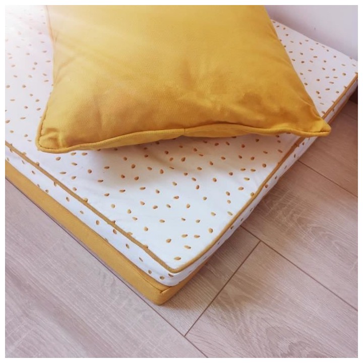 COTTON WOOD Futon Mousse déhoussable imprimé envol - 60 x 120 x 4 cm