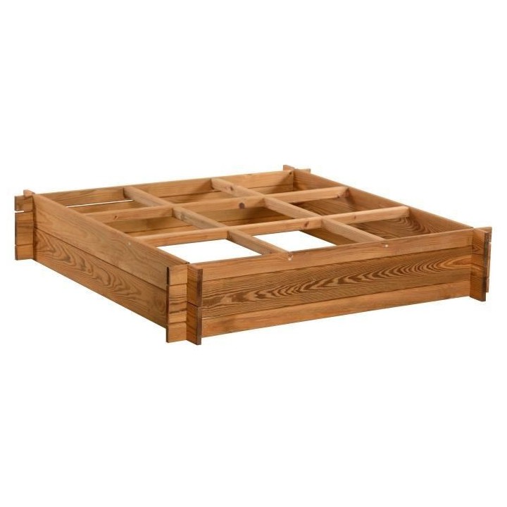 EKJU - Carré potager en pin du Nord de l'Europe - 100 x 100 x H 20 cm