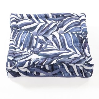 COTTON WOOD Coussin de sol coton imprimé - Blue Palm - 40 x 40 x 10 c