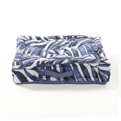 COTTON WOOD Coussin de sol coton imprimé - Blue Palm - 40 x 40 x 10 cm