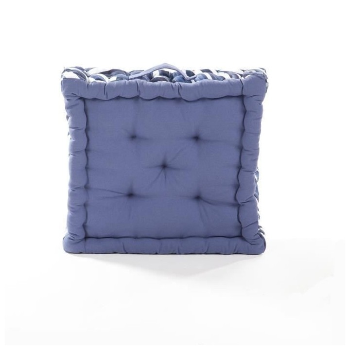 COTTON WOOD Coussin de sol coton imprimé - Blue Palm - 40 x 40 x 10 c