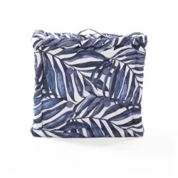 COTTON WOOD Coussin de sol coton imprimé - Blue Palm - 40 x 40 x 10 cm