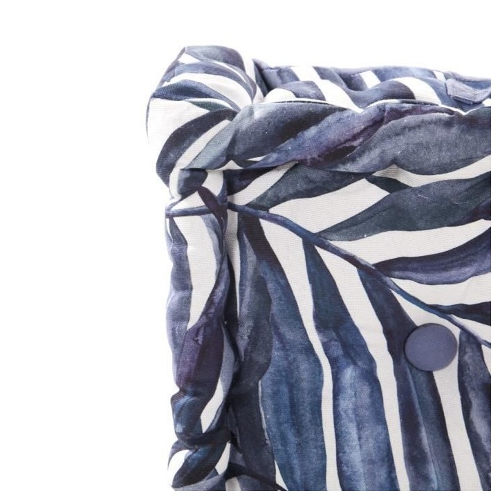 COTTON WOOD Coussin de sol coton imprimé - Blue Palm - 40 x 40 x 10 c