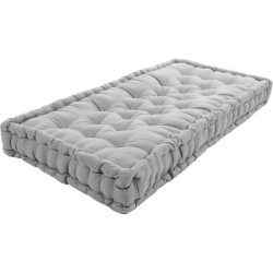 COTTON WOOD Coussin de palette uni - 100% coton - 60 x 120 x 10 cm - Gris clair