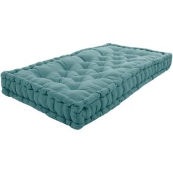 COTTON WOOD Coussin de palette uni - 100% coton - 60 x 120 x 10 cm - Bleu minéral