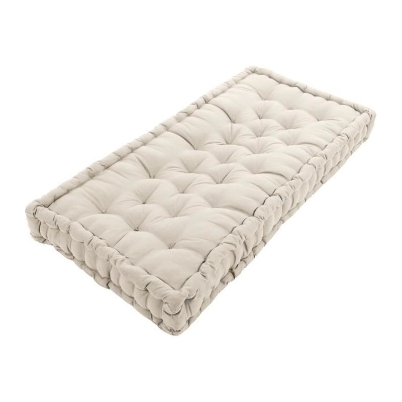 COTTON WOOD Coussin de palette uni - 100% coton - 60 x 120 x 10 cm - Sable