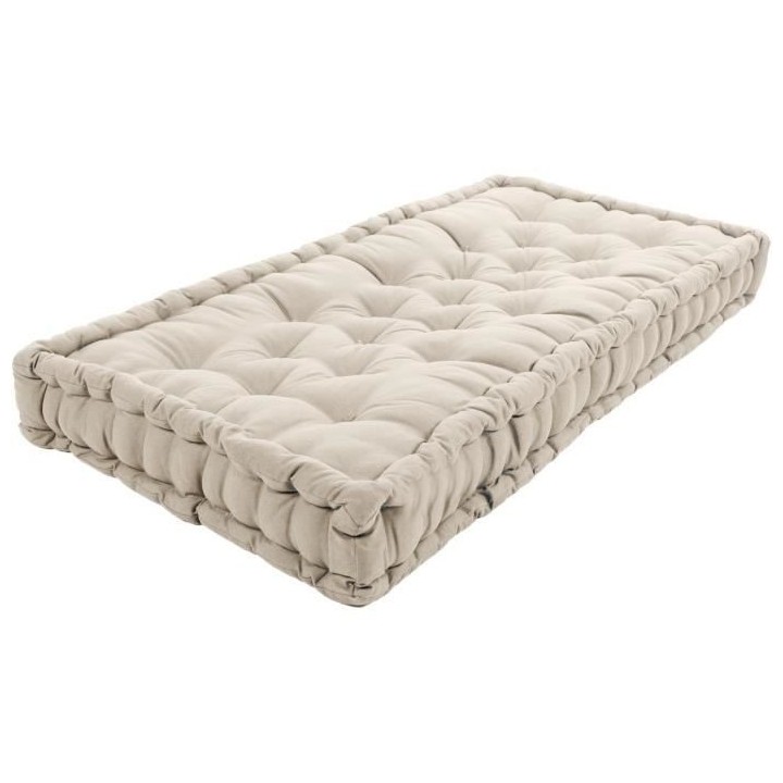 COTTON WOOD Coussin de palette uni - 100% coton - 60 x 120 x 10 cm - S