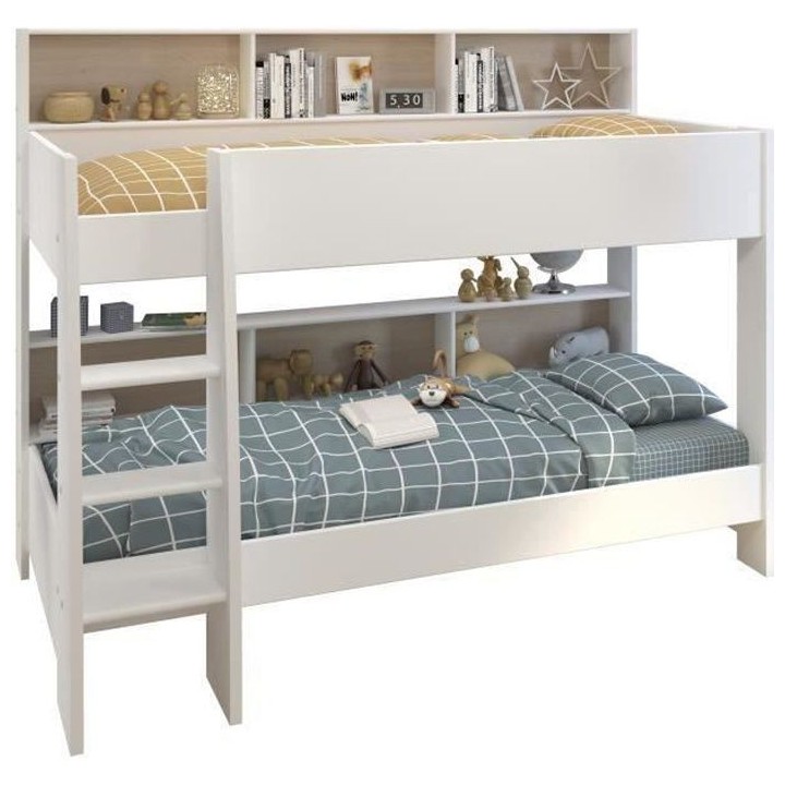 PARISOT Lits superposés enfant - Décor Chene et Blanc Ombre - Sommie